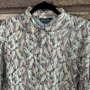 Norman James Men's Vintage Disco Retro Print Casual Shirt Size XL